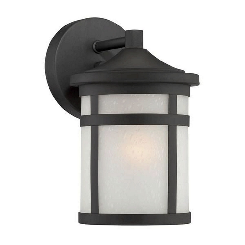 Acclaim Lighting-4714BK-Visage - One Light Wall Lantern in Versatile Style - 5.63 Inches Wide by 9.25 Inches High Matte Black  Brushed SilverFinish with Frosted Seeded Glass