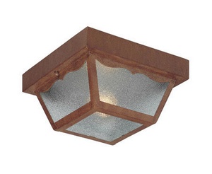 Acclaim Lighting-4901BW-Builders Choice - One Light Outdoor Flush Mount - 8.38 Inches Wide by 4.25 Inches High Burled Walnut  White Finish with Pebbled Glass