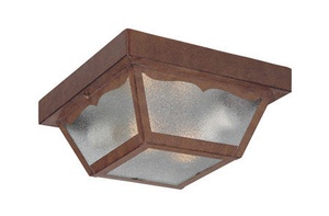 Acclaim Lighting-4902BW-Builders Choice - Two Light Outdoor Flush Mount - 1 Inch Wide by 5 Inches High Burled Walnut  White Finish with Pebbled Glass