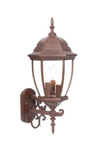 Acclaim Lighting-5013BW-Wexford - Three Light Outdoor Wall Mount - 9.25 Inches Wide by 22.5 Inches High   Burled Walnut Finish with Clear Beveled Glass