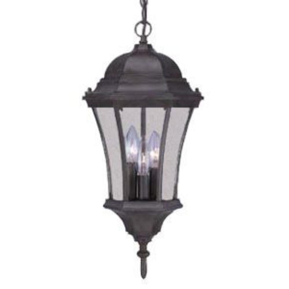 Acclaim Lighting-5026BK-Brynmawr - Three Light Outdoor Hanging Lantern - 9 Inches Wide by 20 Inches High   Matte Black Finish with Clear Beveled Glass