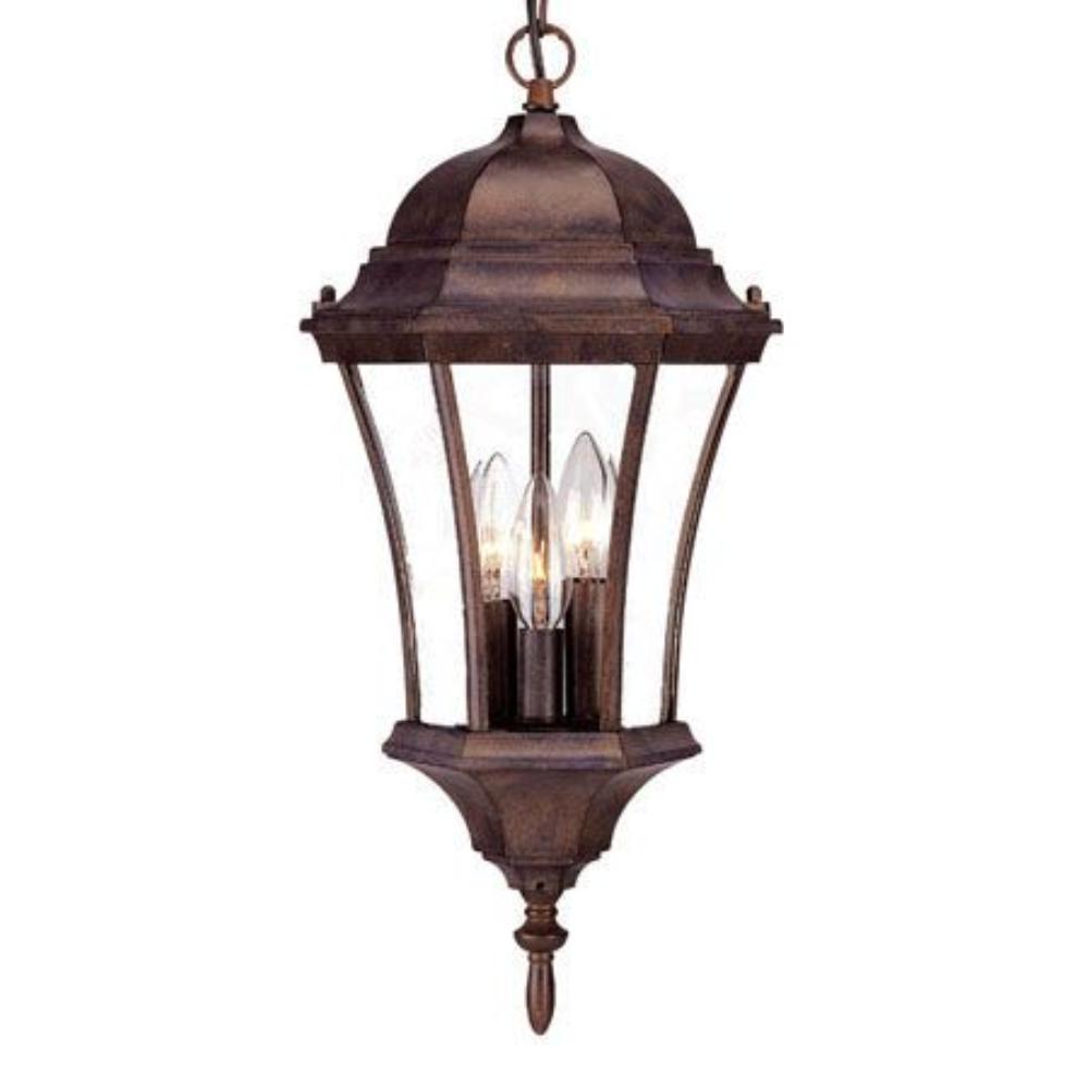 Acclaim Lighting-5026BW-Brynmawr - Three Light Outdoor Hanging Lantern - 9 Inches Wide by 20 Inches High   Burled Walnut Finish with Clear Beveled Glass