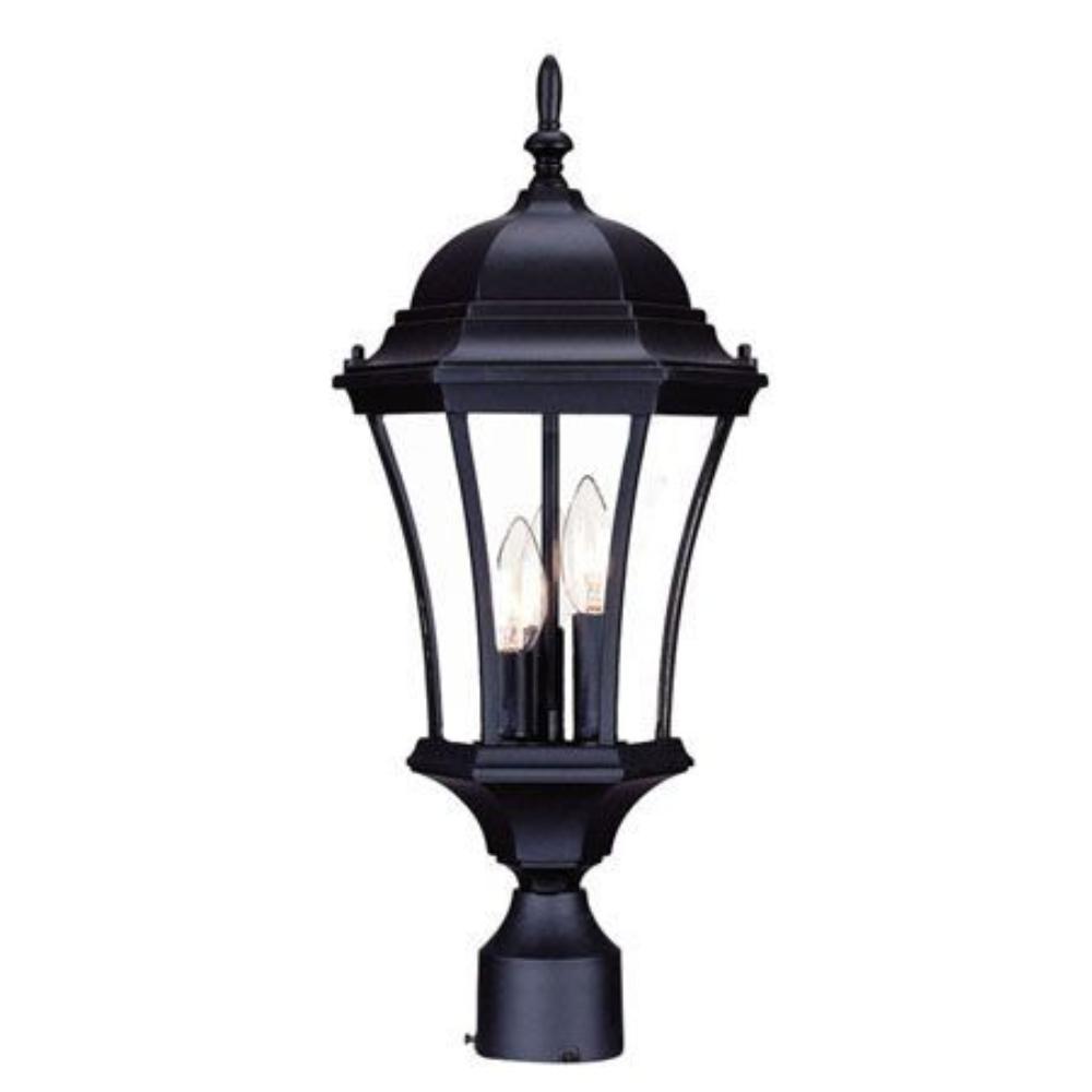 Acclaim Lighting-5027BK-Brynmawr - Three Light Post - 9 Inches Wide by 21 Inches High   Matte Black Finish with Clear Beveled Glass