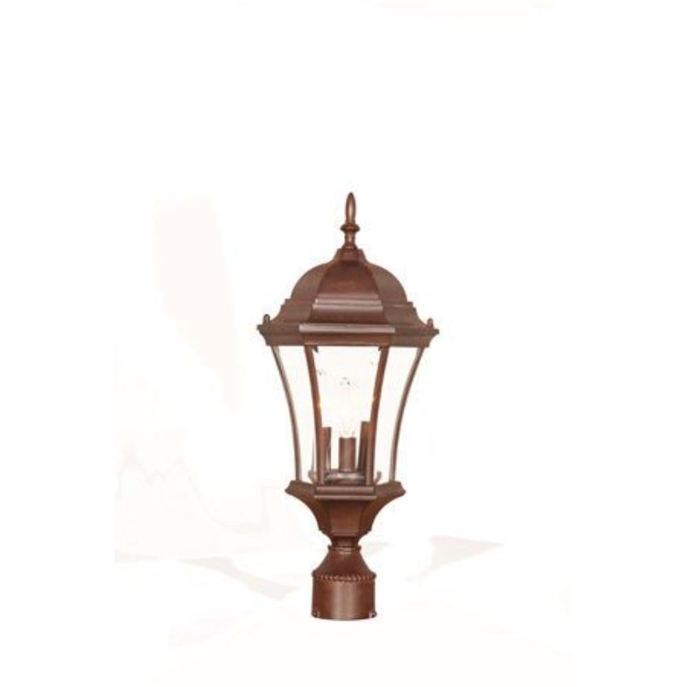 Acclaim Lighting-5027BW-Brynmawr - Three Light Post - 9 Inches Wide by 21 Inches High   Burled Walnut Finish with Clear Beveled Glass