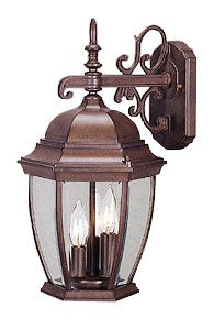 Acclaim Lighting-5032BW-Wexford - Three Light Outdoor Wall Mount - 9.25 Inches Wide by 17.5 Inches High   Burled Walnut Finish with Clear Beveled Glass