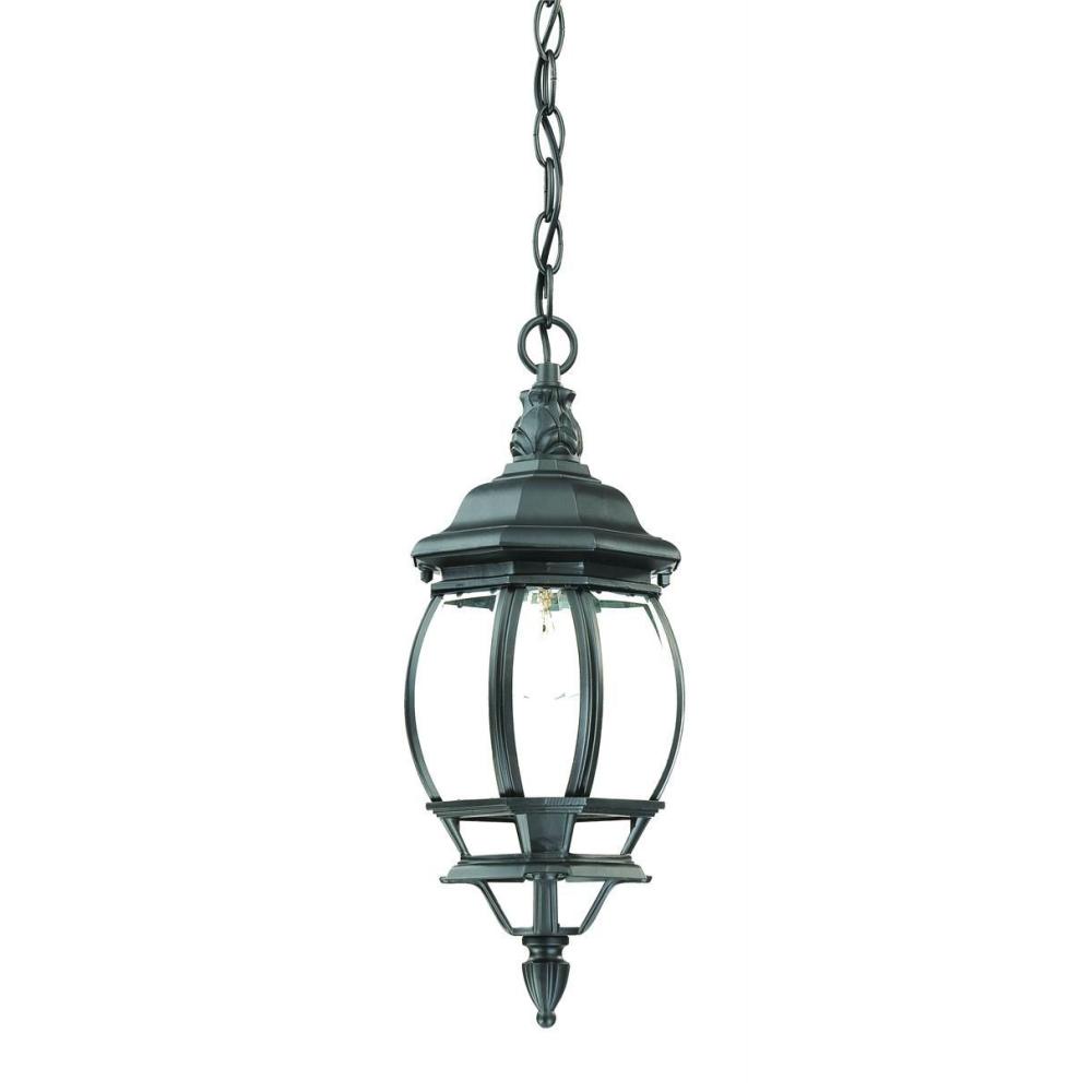 Acclaim Lighting-5056BK-French Lanterns - One Light Outdoor Pendant - 17 Inches High Matte Black  Textured White Finish with Clear Beveled Glass
