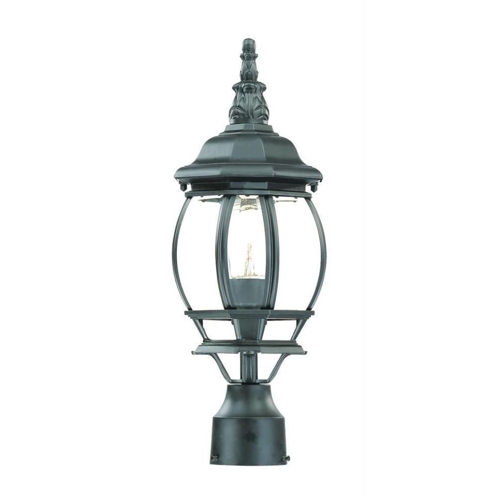 Acclaim Lighting-5057BK-French Lanterns - One Light Post - 6.25 Inches Wide by 18 Inches High   Matte Black Finish with Clear Beveled Glass