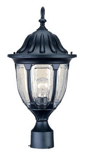 Acclaim Lighting-5067BK-Suffolk - One Light Post - 9.5 Inches Wide by 19 Inches High Matte Black Clear Seeded Textured White Finish with Clear Seeded Glass