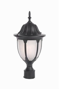 Acclaim Lighting-5067BK/FR-Suffolk - One Light Post - 9.5 Inches Wide by 19 Inches High Matte Black Frosted Textured White Finish with Clear Seeded Glass