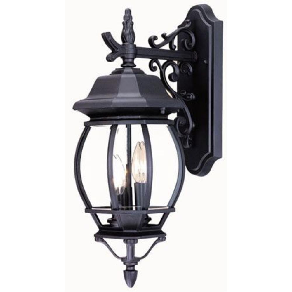 Acclaim Lighting-5152BK-Chateau - Three Light Outdoor Wall Mount - 7.5 Inches Wide by 21 Inches High   Matte Black Finish with Clear Beveled Glass