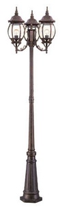 Acclaim Lighting-5179BW-Chateau - Three Light Post - 23.5 Inches Wide by 85 Inches High   Burled Walnut Finish with Clear Beveled Glass