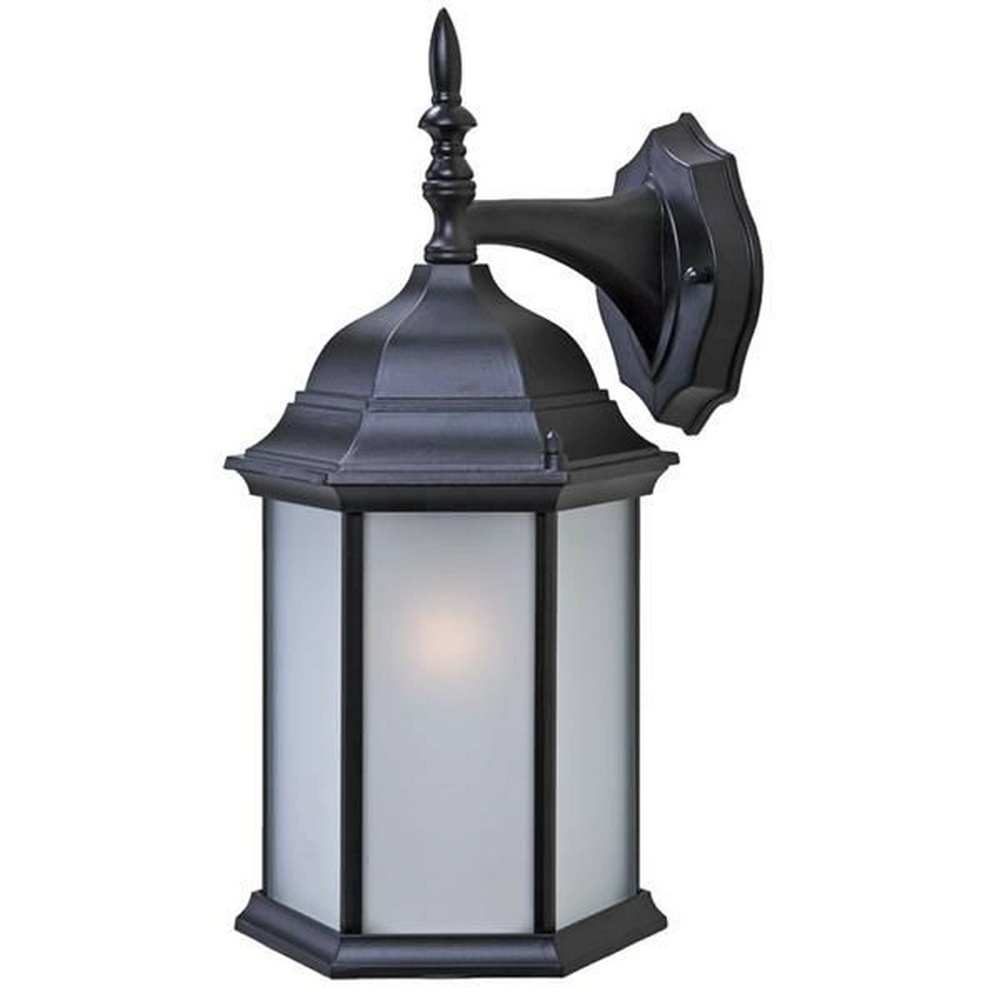 Acclaim Lighting-5181BK/FR-Craftsman 2 - One Light Wall Lantern - 8 Inches Wide by 15 Inches High Matte Black Frosted White Textured WhiteFinish