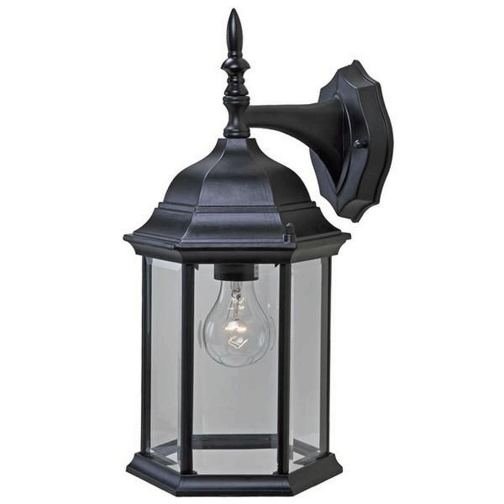 Acclaim Lighting-5181BK-Craftsman 2 - One Light Wall Lantern - 8 Inches Wide by 15 Inches High Matte Black Clear Beveled Textured WhiteFinish