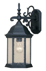 Acclaim Lighting-5183BK/SD-Madison - One Light Outdoor Wall Mount - 6 Inches Wide by 15 Inches High Matte Black Clear Seeded Burled Walnut Finish with Clear Seeded Glass