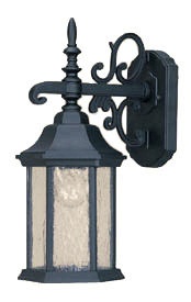 Acclaim Lighting-5184BK/SD-Madison - One Light Outdoor Wall Mount - 8 Inches Wide by 16.5 Inches High Matte Black Clear Seeded Burled Walnut Finish with Clear Seeded Glass