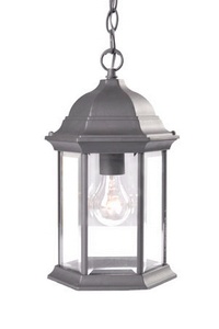 Acclaim Lighting-5186BK-Madison - One Light Outdoor Hanging Lantern - 8 Inches Wide by 14 Inches High Matte Black Clear Beveled Matte Black Finish with Clear Seeded Glass