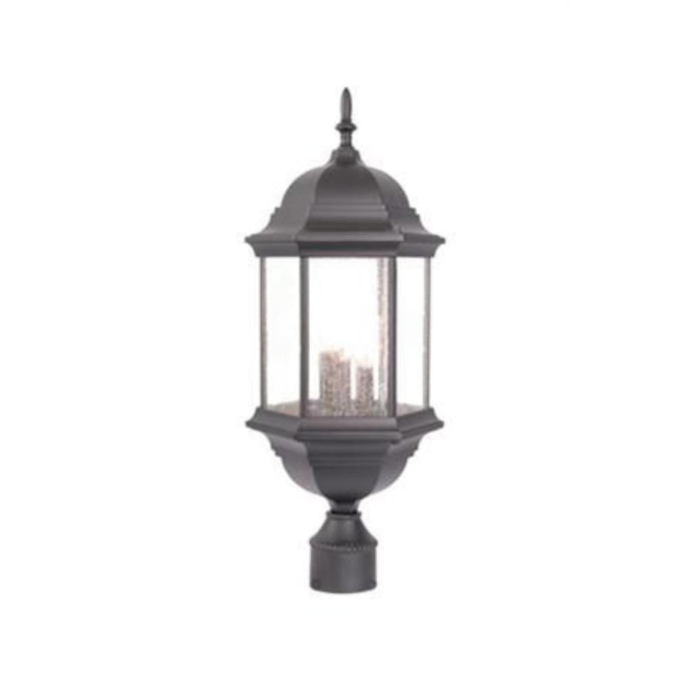 Acclaim Lighting-5187BK/SD-Madison - Three Light Post - 9.5 Inches Wide by 25 Inches High Matte Black Clear Seeded Matte Black Finish