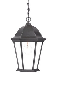 Acclaim Lighting-5206BK-Richmond - One Light Outdoor Hanging Lantern - 9.5 Inches Wide by 14 Inches High Matte Black Clear Beveled Burled Walnut Finish with Clear Seeded Glass