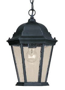 Acclaim Lighting-5206BK/SD-Richmond - One Light Outdoor Hanging Lantern - 9.5 Inches Wide by 14 Inches High Matte Black Clear Seeded Burled Walnut Finish with Clear Seeded Glass