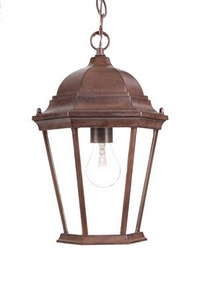 Acclaim Lighting-5206BW-Richmond - One Light Outdoor Hanging Lantern - 9.5 Inches Wide by 14 Inches High Burled Walnut Clear Beveled Burled Walnut Finish with Clear Seeded Glass