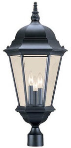 Acclaim Lighting-5208BK-Richmond - Three Light Post - 12.5 Inches Wide by 28 Inches High Matte Black Clear Beveled Matte Black Finish with Clear Seeded Glass