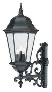 Acclaim Lighting-5221BK-Richmond - Three Light Outdoor Wall Mount - 12.5 Inches Wide by 30.5 Inches High Matte Black  Burled Walnut Finish with Clear Beveled Glass