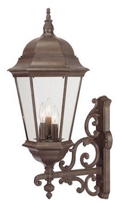 Acclaim Lighting-5221BW-Richmond - Three Light Outdoor Wall Mount - 12.5 Inches Wide by 30.5 Inches High Burled Walnut  Burled Walnut Finish with Clear Beveled Glass