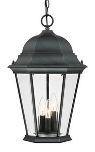 Acclaim Lighting-5226BK-Richmond - Three Light Outdoor Hanging Lantern - 12.5 Inches Wide by 19.5 Inches High Matte Black Clear Beveled Matte Black Finish with Clear Seeded Glass