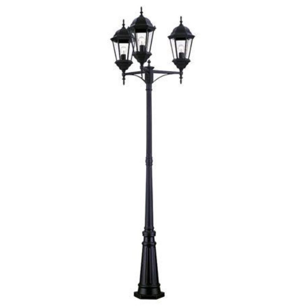 Acclaim Lighting-5259BK-Richmond - Three Light Post - 30 Inches Wide by 94 Inches High   Matte Black Finish with Clear Beveled Glass