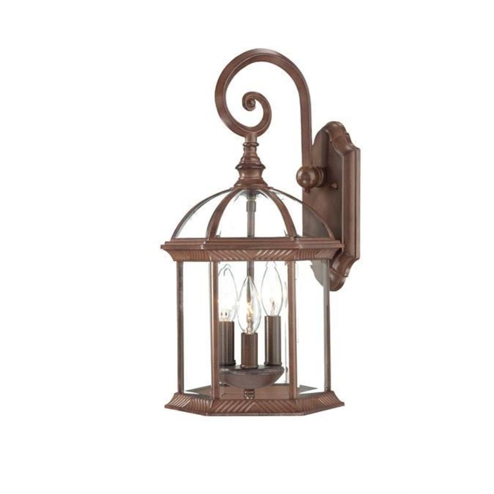 Acclaim Lighting-5273BW-Three Light Outdoor Wall Mount - 10 Inches Wide by 19 Inches High   Burled Walnut Finish with Clear Beveled Glass