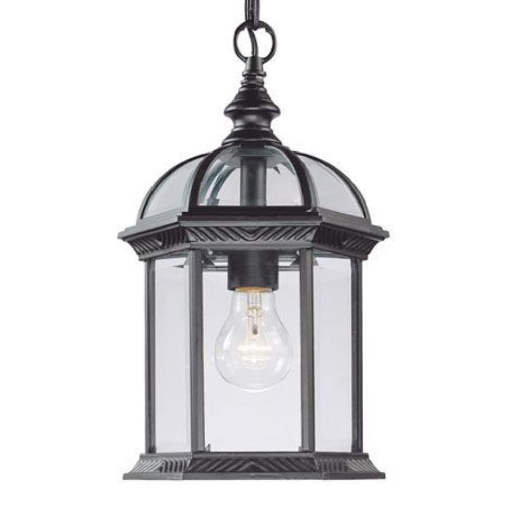 Acclaim Lighting-5276BK-Dover - One Light Outdoor Hanging Lantern - 8 Inches Wide by 13.75 Inches High   Matte Black Finish with Clear Beveled Glass