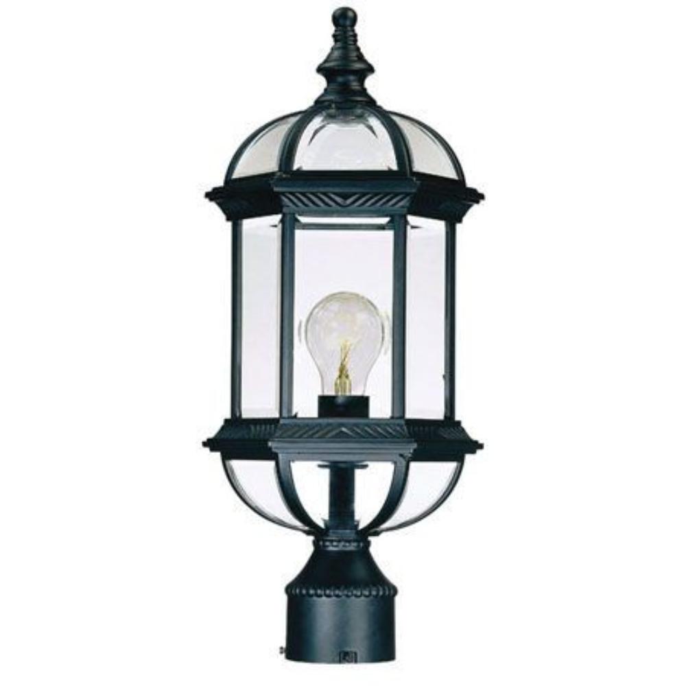 Acclaim Lighting-5277BK-Dover - One Light Post - 8 Inches Wide by 19 Inches High   Matte Black Finish with Clear Beveled Glass