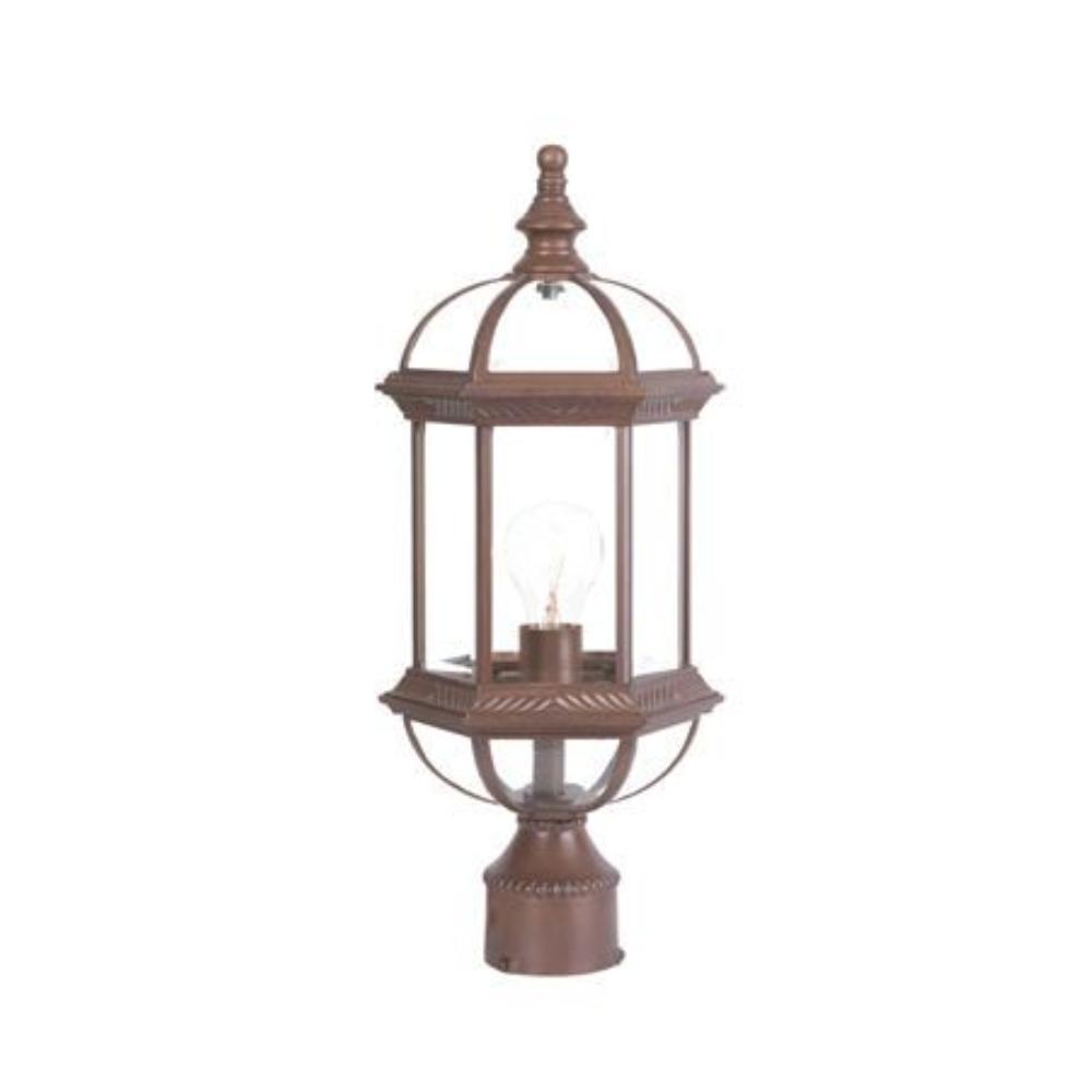 Acclaim Lighting-5277BW-Dover - One Light Post - 8 Inches Wide by 19 Inches High   Burled Walnut Finish with Clear Beveled Glass