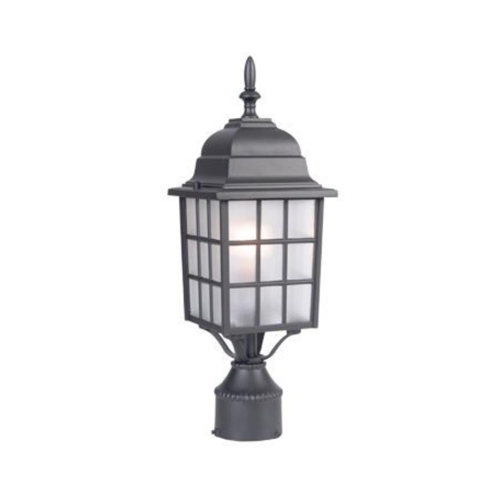 Acclaim Lighting-5307BK-Nautica - One Light Post - 6 Inches Wide by 18 Inches High   Matte Black Finish with Acid Etched Glass