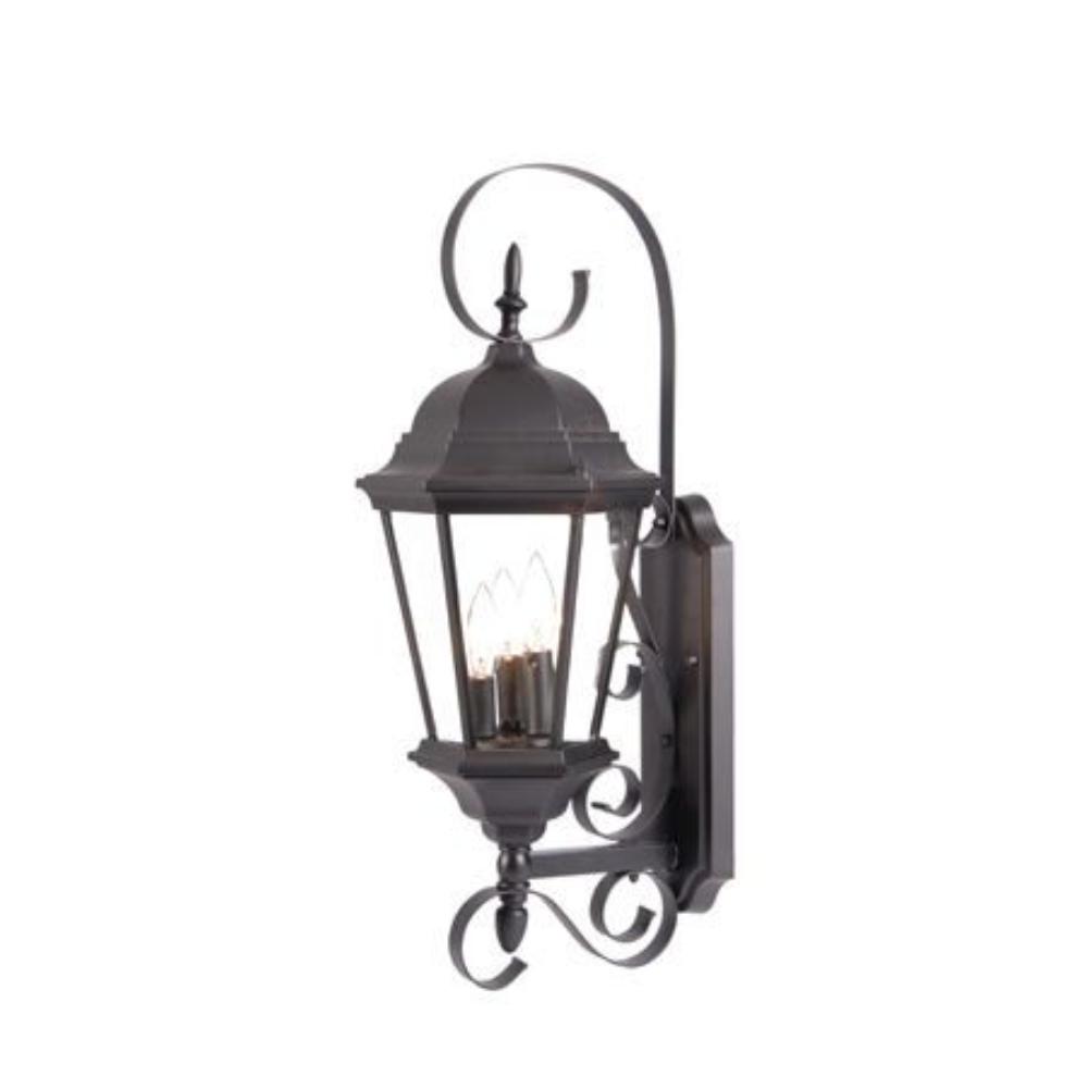 Acclaim Lighting-5413BK-New Orleans - Three Light Outdoor Wall Mount - 9.25 Inches Wide by 25 Inches High   Matte Black Finish with Clear Beveled Glass