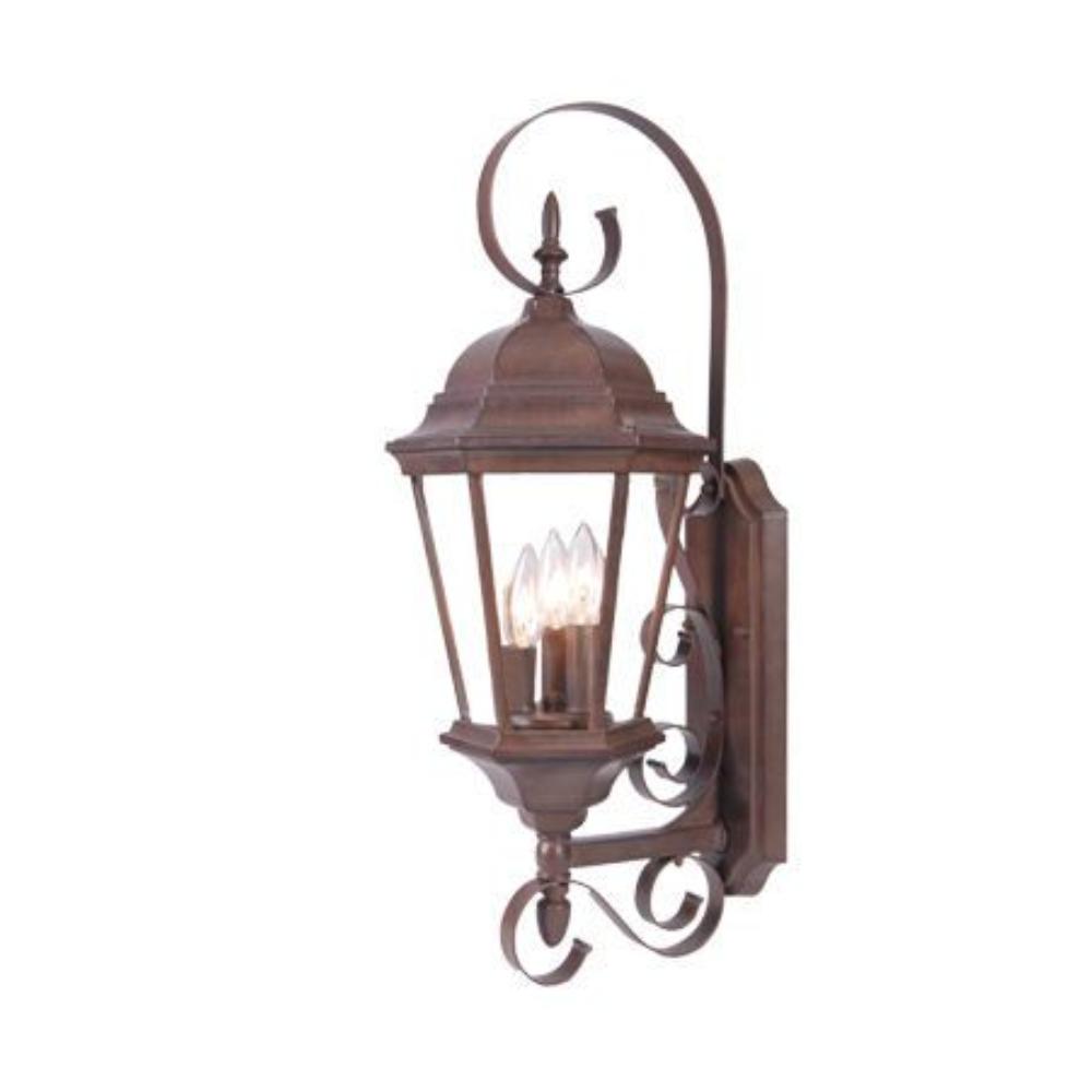 Acclaim Lighting-5413BW-New Orleans - Three Light Outdoor Wall Mount - 9.25 Inches Wide by 25 Inches High Burled Walnut  Burled Walnut Finish with Clear Beveled Glass