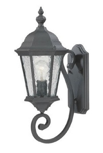 Acclaim Lighting-5501BK-Telfair - One Light Outdoor Wall Mount Matte Black  Marbleized Mahogany Finish with Hammered Water Glass