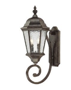 Acclaim Lighting-5511BC-Telfair - Two Light Outdoor Wall Mount - 9.5 Inches Wide by 24.5 Inches High Black  Marbleized Mahogany Finish with Hammered Water Glass