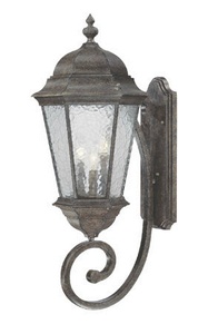 Acclaim Lighting-5521BC-Telfair - Three Light Outdoor Wall Mount - 12.5 Inches Wide by 30.75 Inches High Black  Marbleized Mahogany Finish with Hammered Water Glass