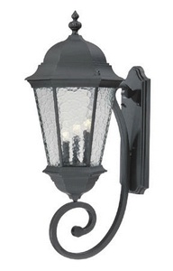 Acclaim Lighting-5521BK-Telfair - Three Light Outdoor Wall Mount - 12.5 Inches Wide by 30.75 Inches High Matte Black  Marbleized Mahogany Finish with Hammered Water Glass