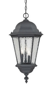 Acclaim Lighting-5526BK-Telfair - Three Light Outdoor Hanging Lantern - 12.5 Inches Wide by 25.5 Inches High   Matte Black Finish with Hammered Water Glass