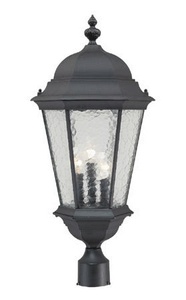 Acclaim Lighting-5527BK-Telfair - Three Light Post - 12.5 Inches Wide by 27 Inches High Matte Black  Marbleized Mahogany Finish with Hammered Water Glass