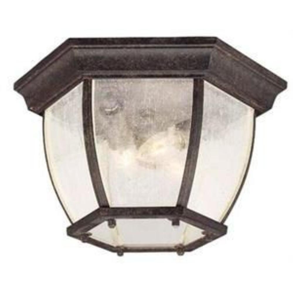 Acclaim Lighting-5602BC/SD-Three Light Outdoor Flush Mount - 11 Inches Wide by 6.75 Inches High with Clear Seeded Glass  Black Coral Finish