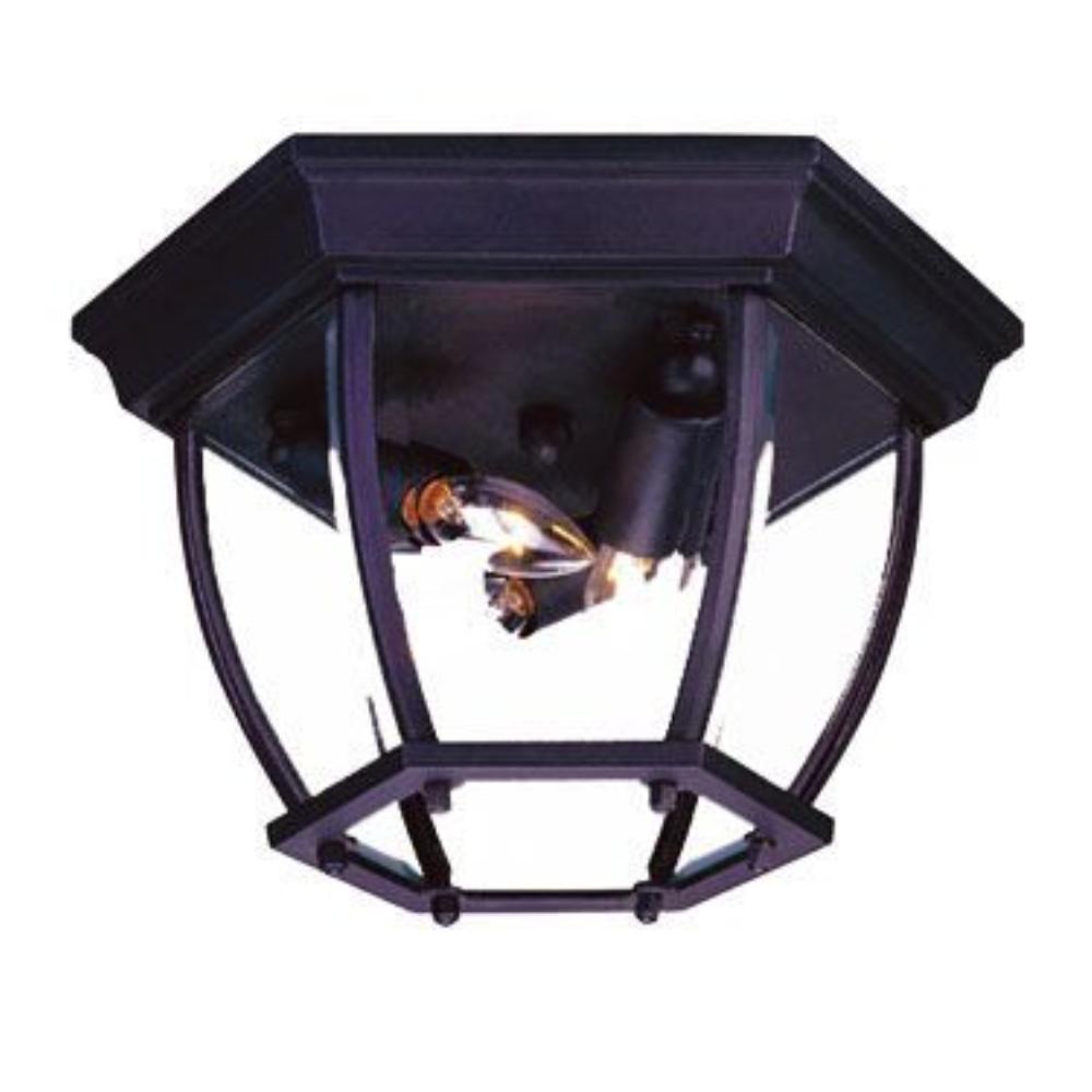 Acclaim Lighting-5602BK-Three Light Outdoor Flush Mount - 11 Inches Wide by 6.75 Inches High with Clear Beveled Glass  Matte Black Finish