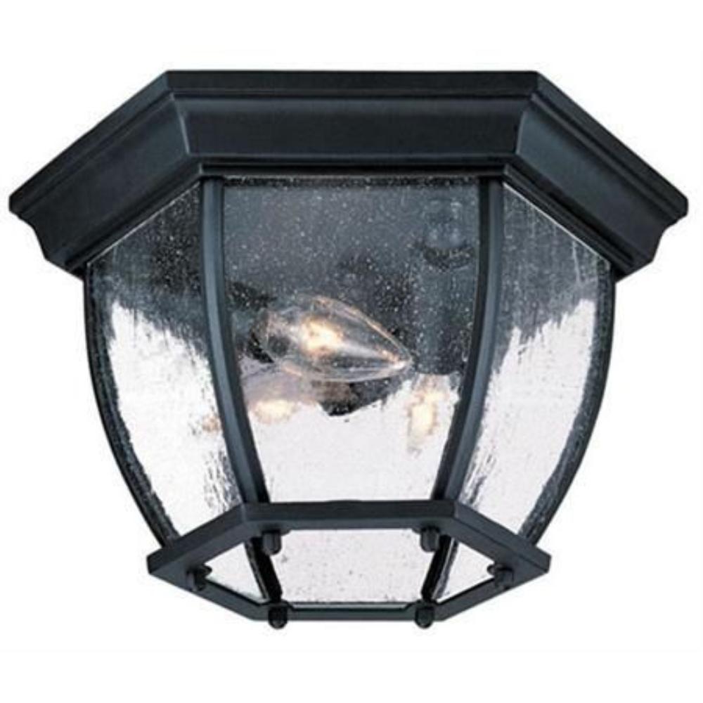 Acclaim Lighting-5602BK/SD-Three Light Outdoor Flush Mount - 11 Inches Wide by 6.75 Inches High with Clear Seeded Glass  Matte Black Finish