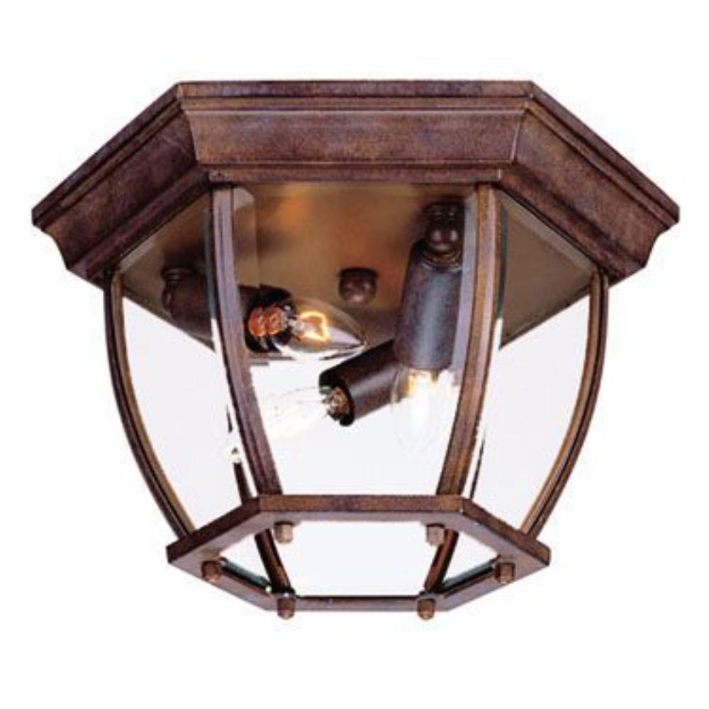 Acclaim Lighting-5602BW-Three Light Outdoor Flush Mount - 11 Inches Wide by 6.75 Inches High with Clear Beveled Glass  Burled Walnut Finish