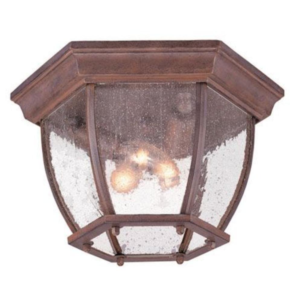 Acclaim Lighting-5602BW/SD-Three Light Outdoor Flush Mount - 11 Inches Wide by 6.75 Inches High with Clear Seeded Glass  Burled Walnut Finish