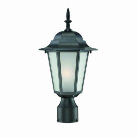 Acclaim Lighting-6117BK/FR-Camelot 1 Light Post Mounted Fixture - 9.25 Inches Wide by 15.25 Inches High   Matte Black Finish with Frosted Glass