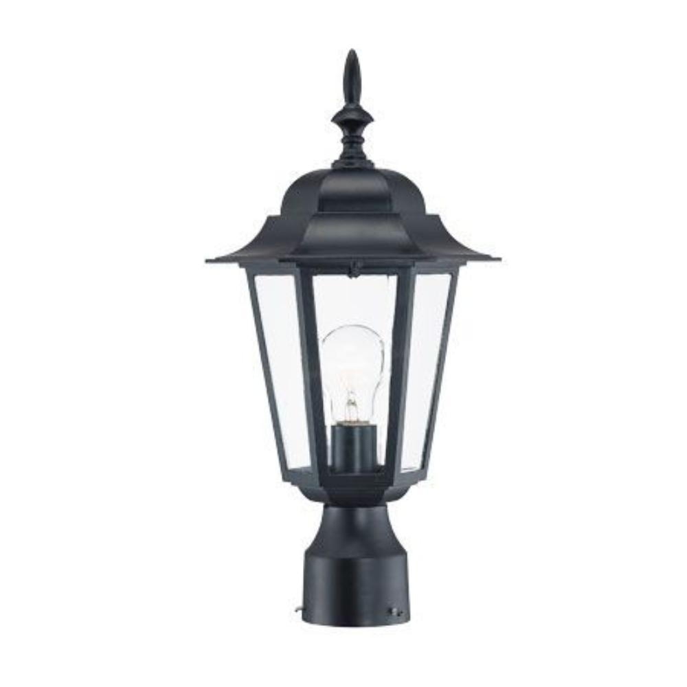 Acclaim Lighting-6117BK-Camelot - One Light Post - 9.25 Inches Wide by 17.25 Inches High   Matte Black Finish with Clear Beveled Glass