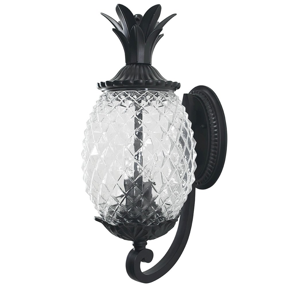 Acclaim Lighting-7501BK-Lanai - Two Light Outdoor Wall Mount - 7.25 Inches Wide by 18 Inches High   Matte Black Finish with Clear Pineapple Glass
